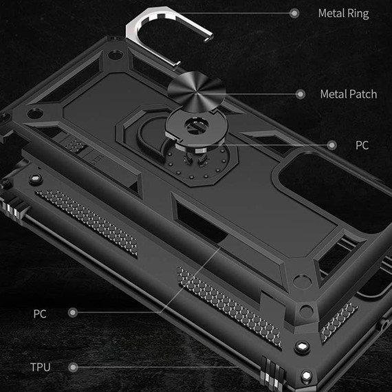 CaseUp Huawei P Smart 2021 Kılıf Magnetic Ring Holder Siyah 4